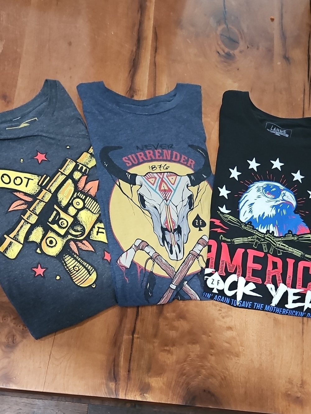 "Zero FoxTrot"      Lot..... Graphic Tshirts. Patriotic. USA Theme Size Lg